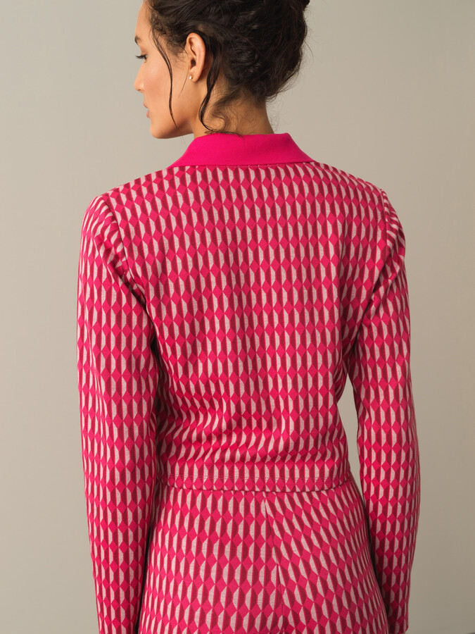 Fuşya Esnek Dokulu Regular Fit Uzun Kollu Tişört - Xint