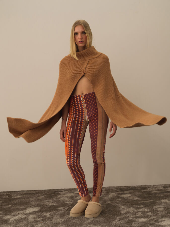 Regular Fit Knit Wool Cloak - Xint