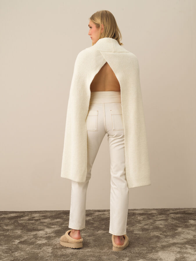 Regular Fit Knit Wool Cloak - Xint