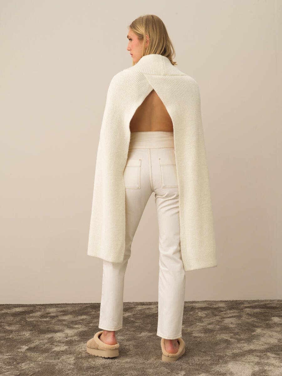 Regular Fit Knit Wool Cloak - 2