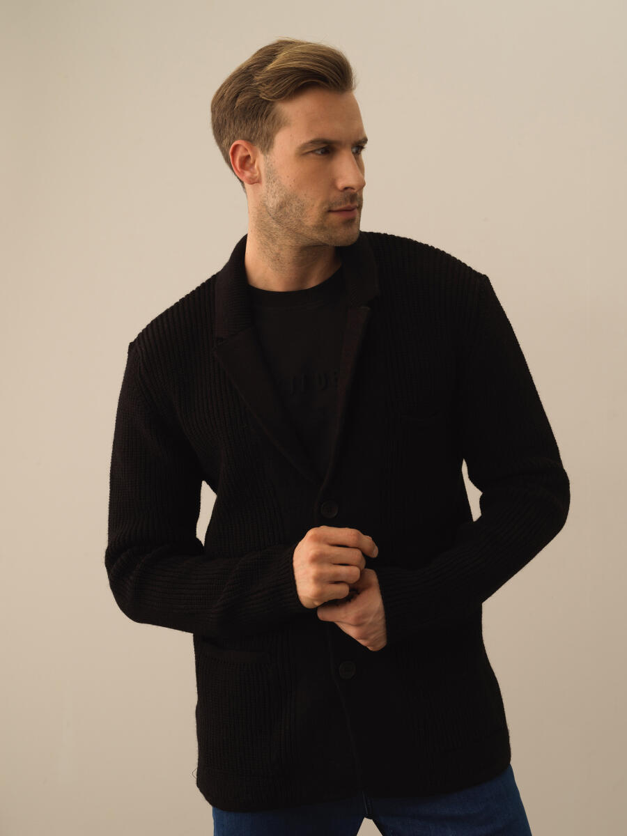 Regular Fit Knit Wool Jacket