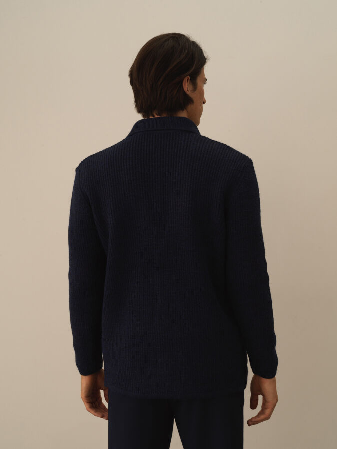 Regular Fit Knit Wool Jacket - Xint