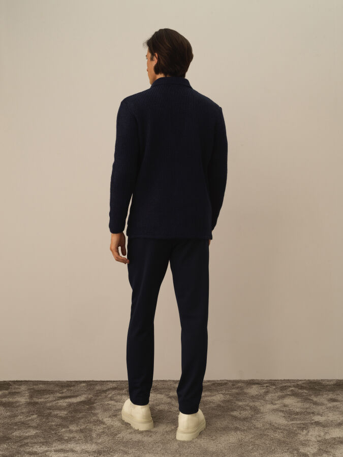 Regular Fit Knit Wool Jacket - Xint