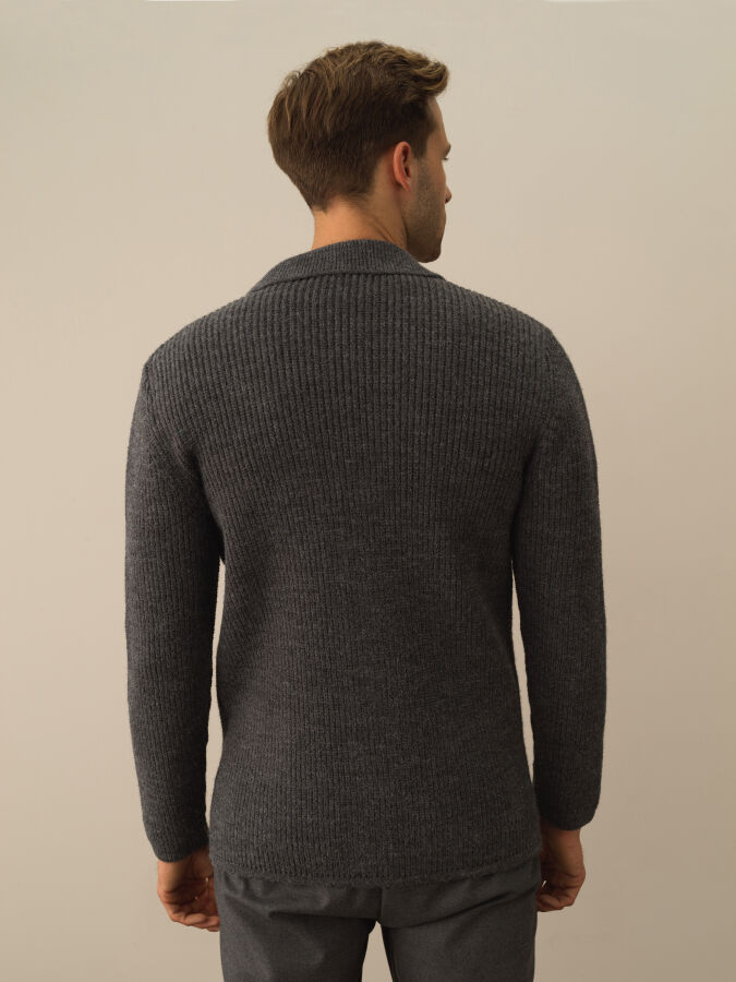 Regular Fit Knit Wool Jacket - Xint