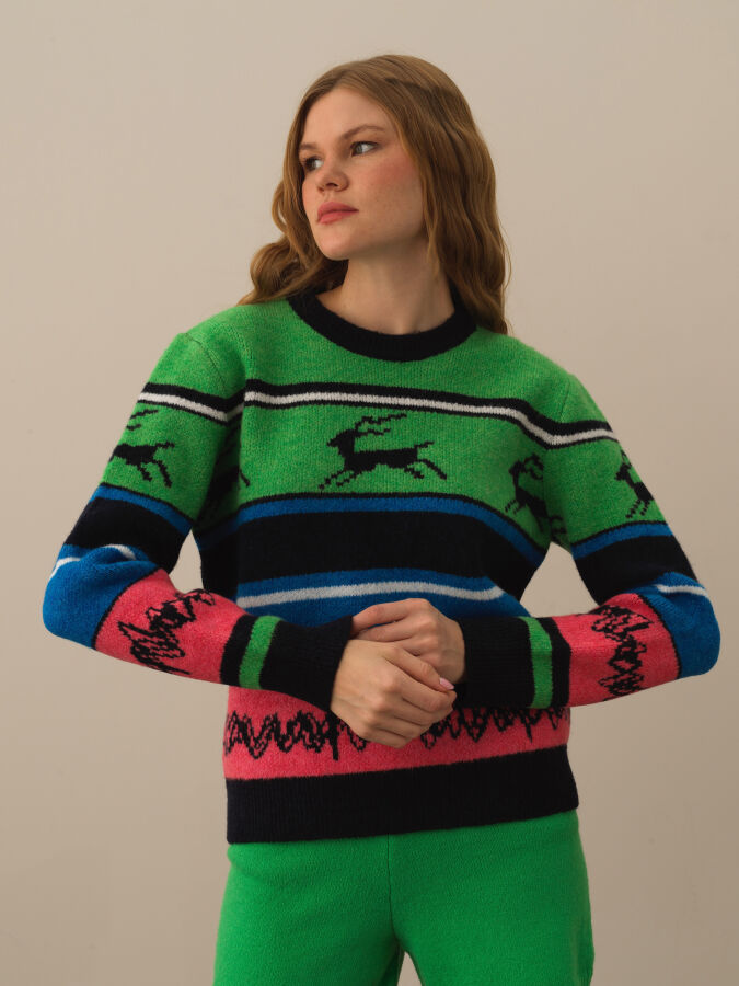 Regular Fit Patterned Sweater - Xint