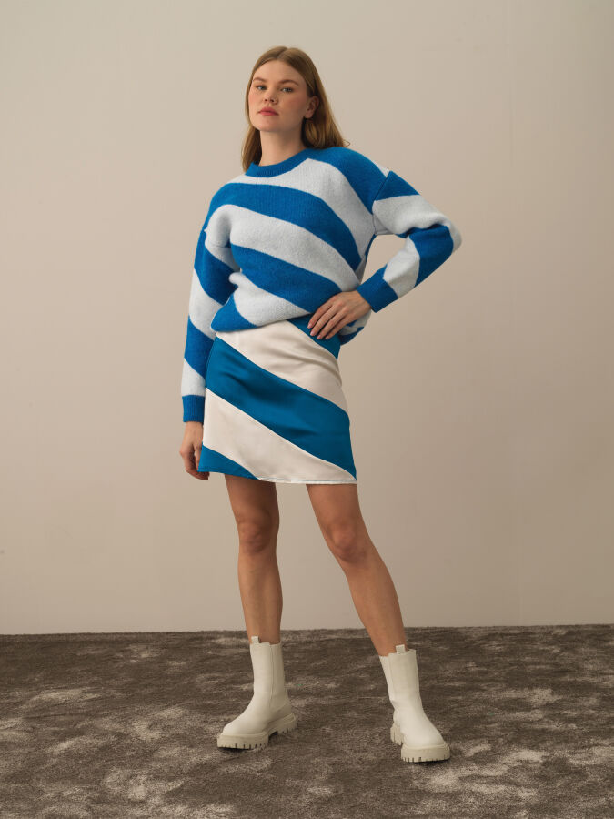 Regular Fit Satin Striped Skirt - Xint