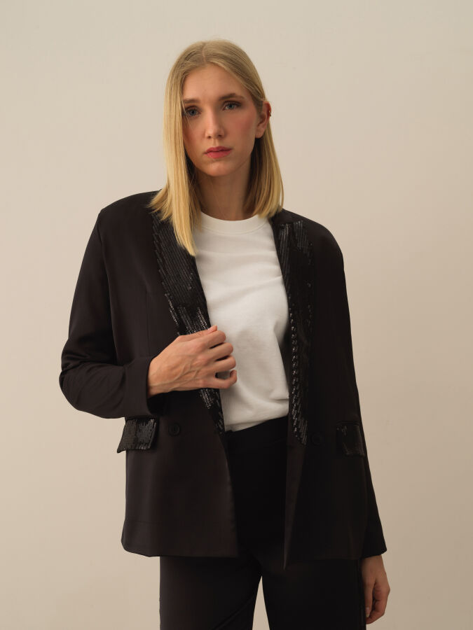 Regular Fit Sequined Jacket - Xint