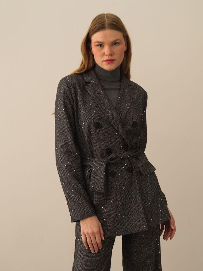 Regular Fit Sequined Jacket - Xint