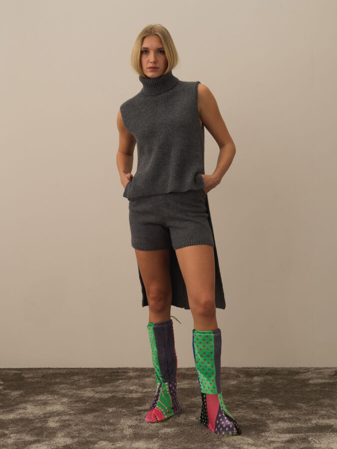 Regular Fit Wool Knit Vest - Xint