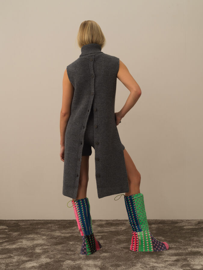 Regular Fit Wool Knit Vest - Xint