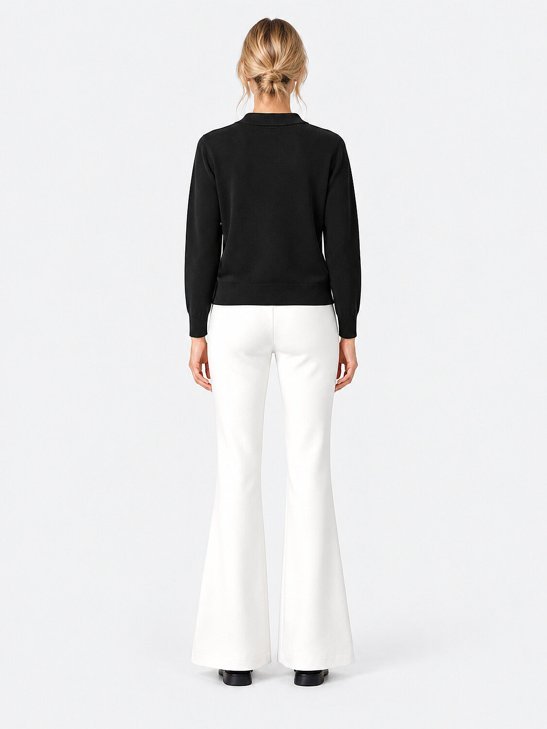 Siyah Oversize Polo V Yaka Kazak - 5