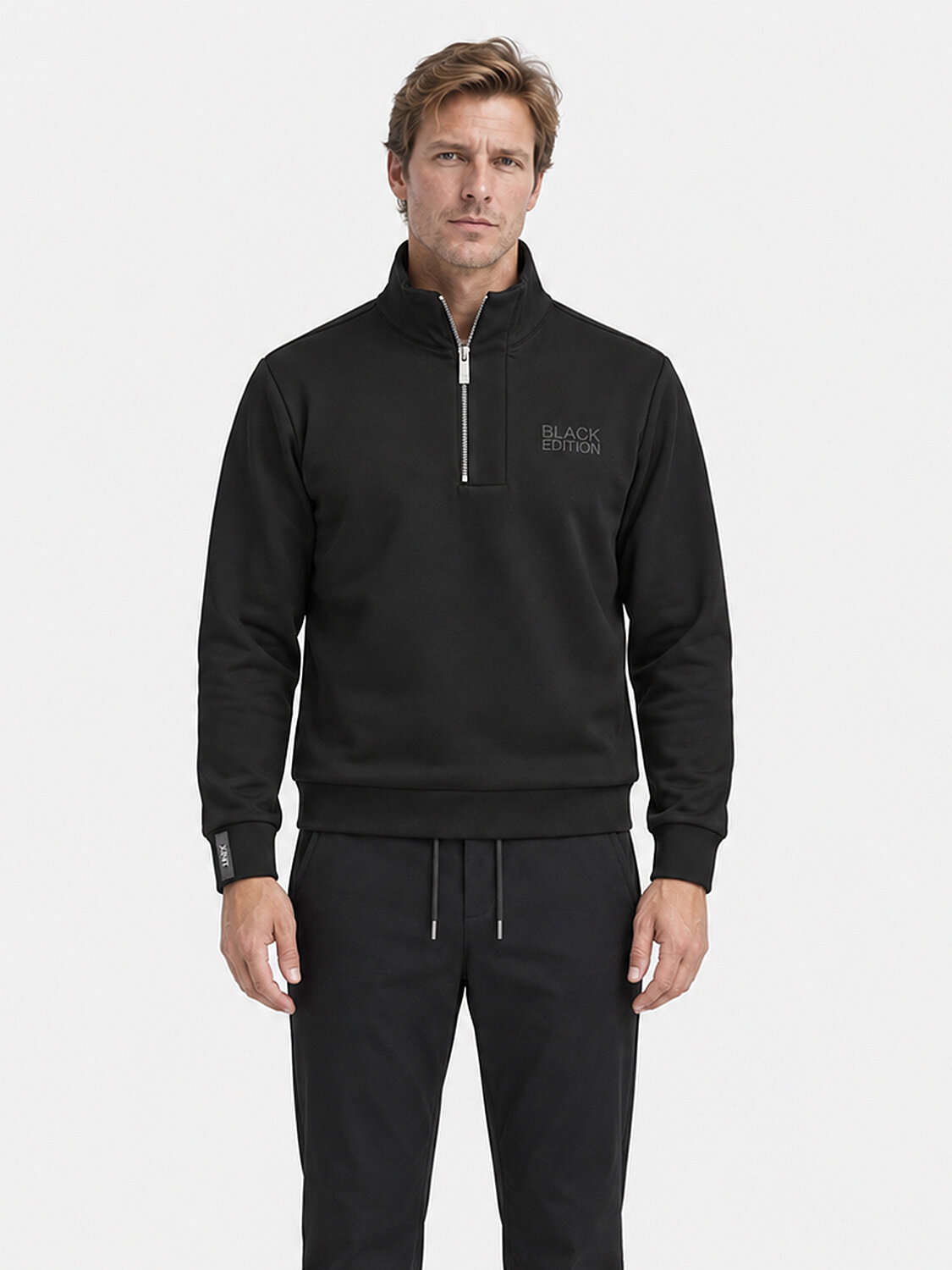 Siyah Regular Fit Dik Pamuklu Sweatshirt - 2