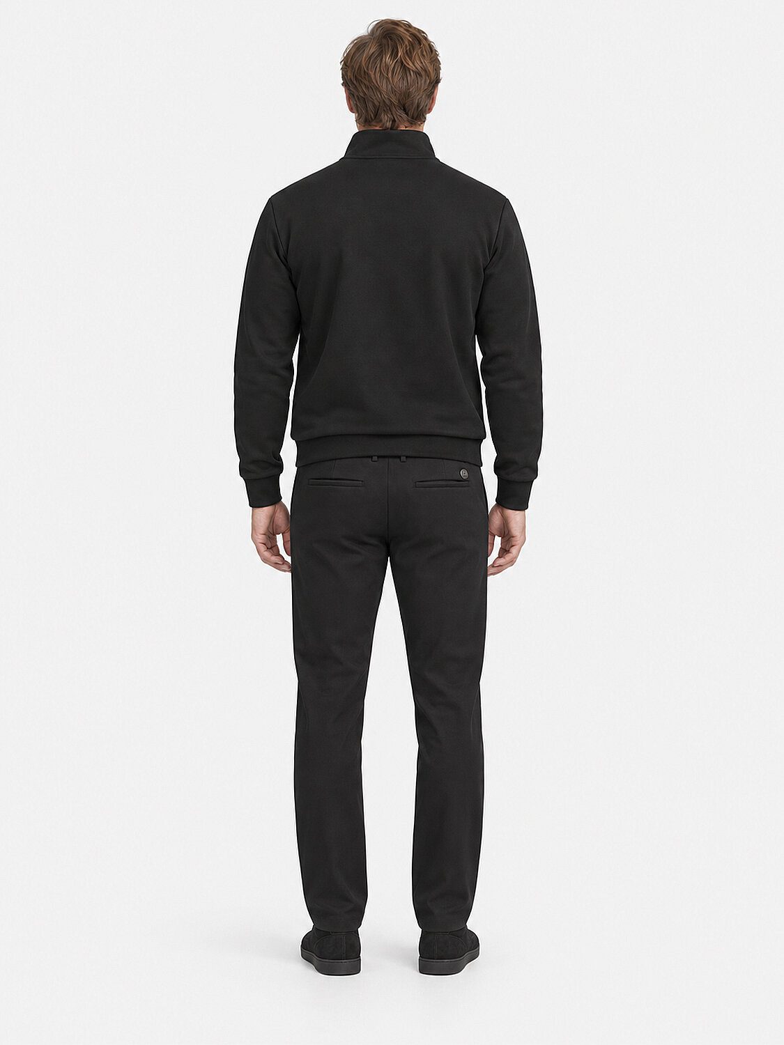 Siyah Regular Fit Dik Pamuklu Sweatshirt (5)