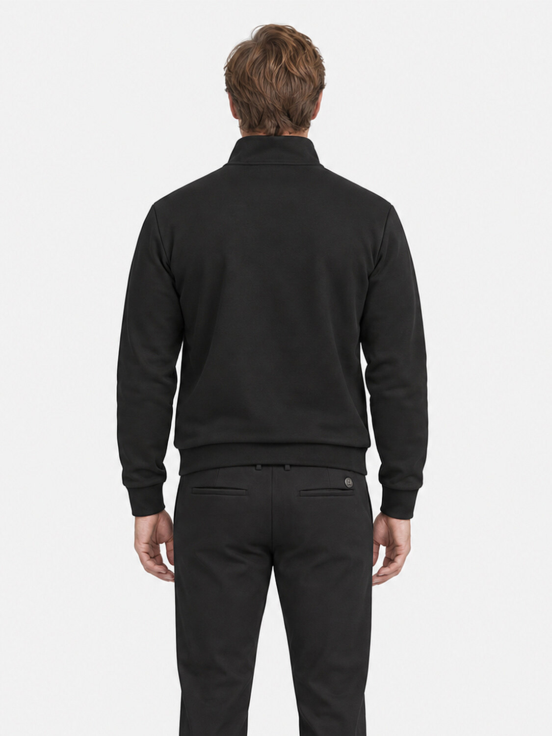 Siyah Regular Fit Dik Pamuklu Sweatshirt - 4