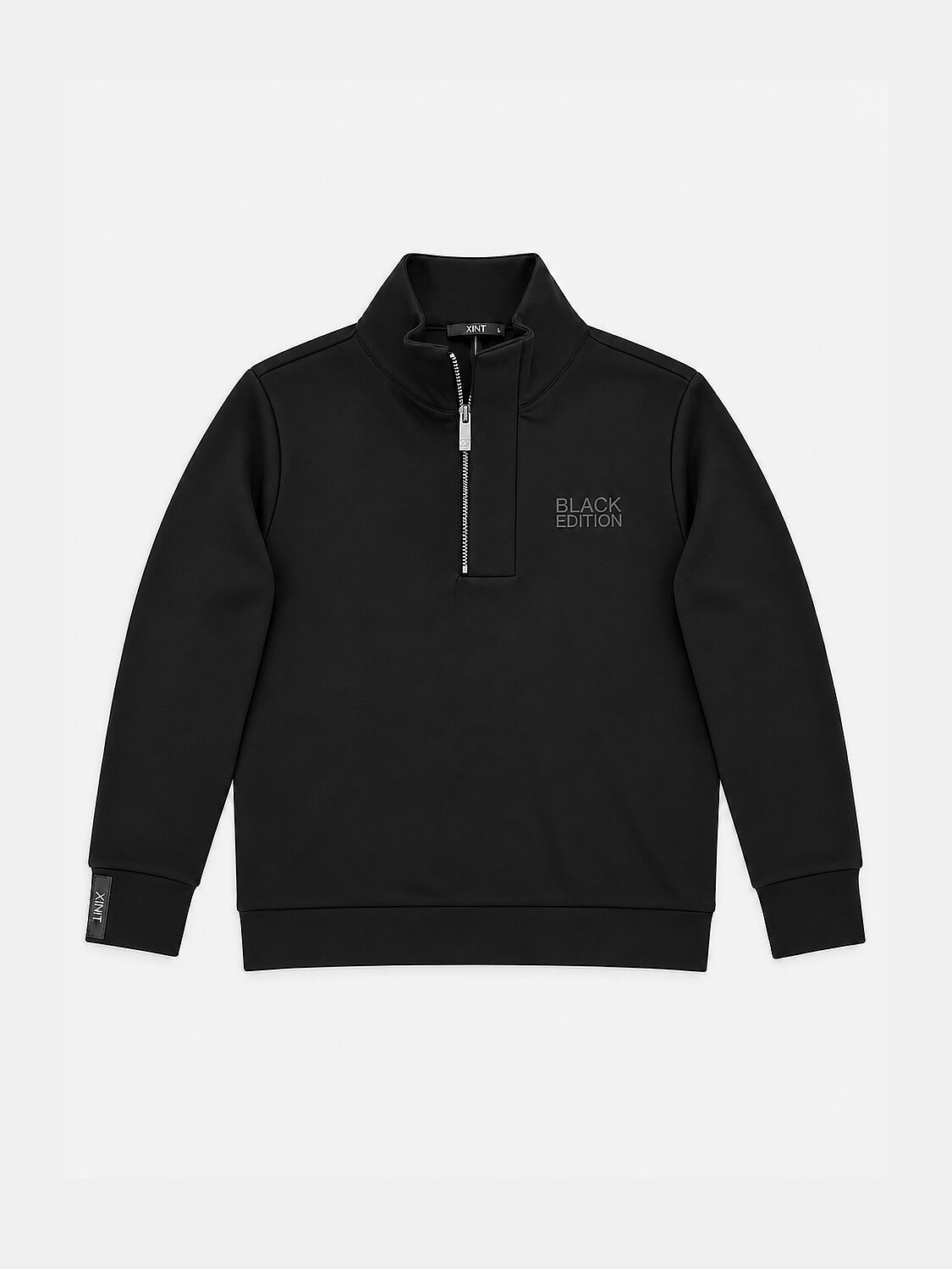 Siyah Regular Fit Dik Pamuklu Sweatshirt (1)