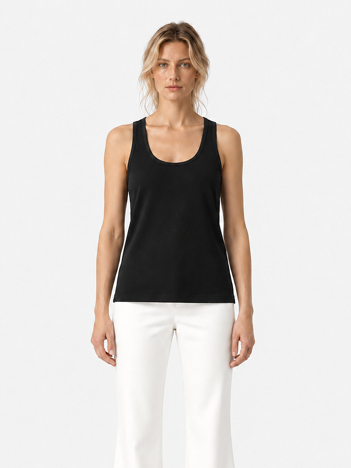 Siyah Slim Fit U Yaka Modal Atlet (1)