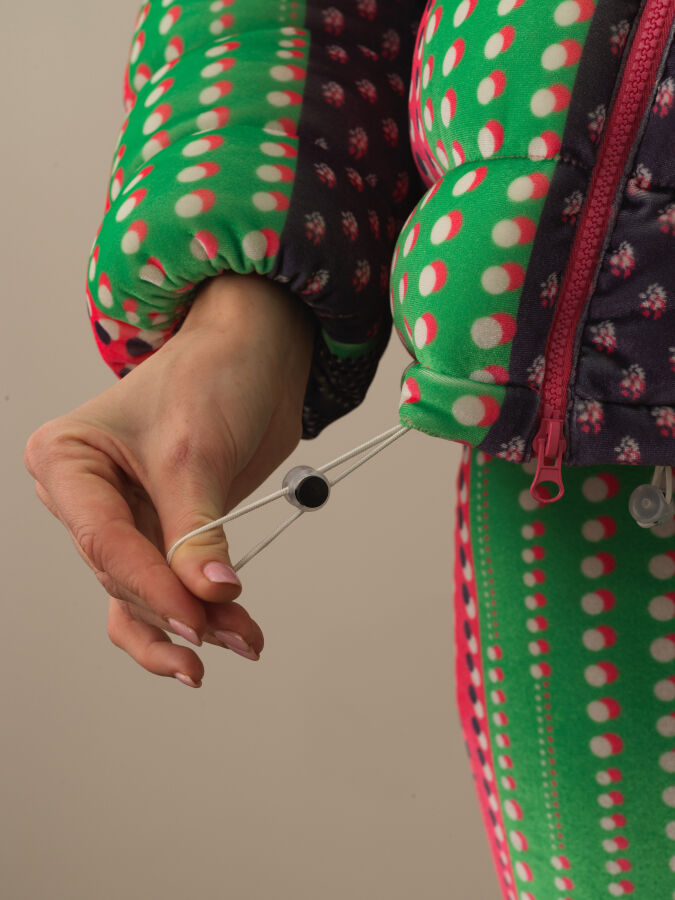 Stand Collar Oversized Panel Printed Puffer Jacket - Xint