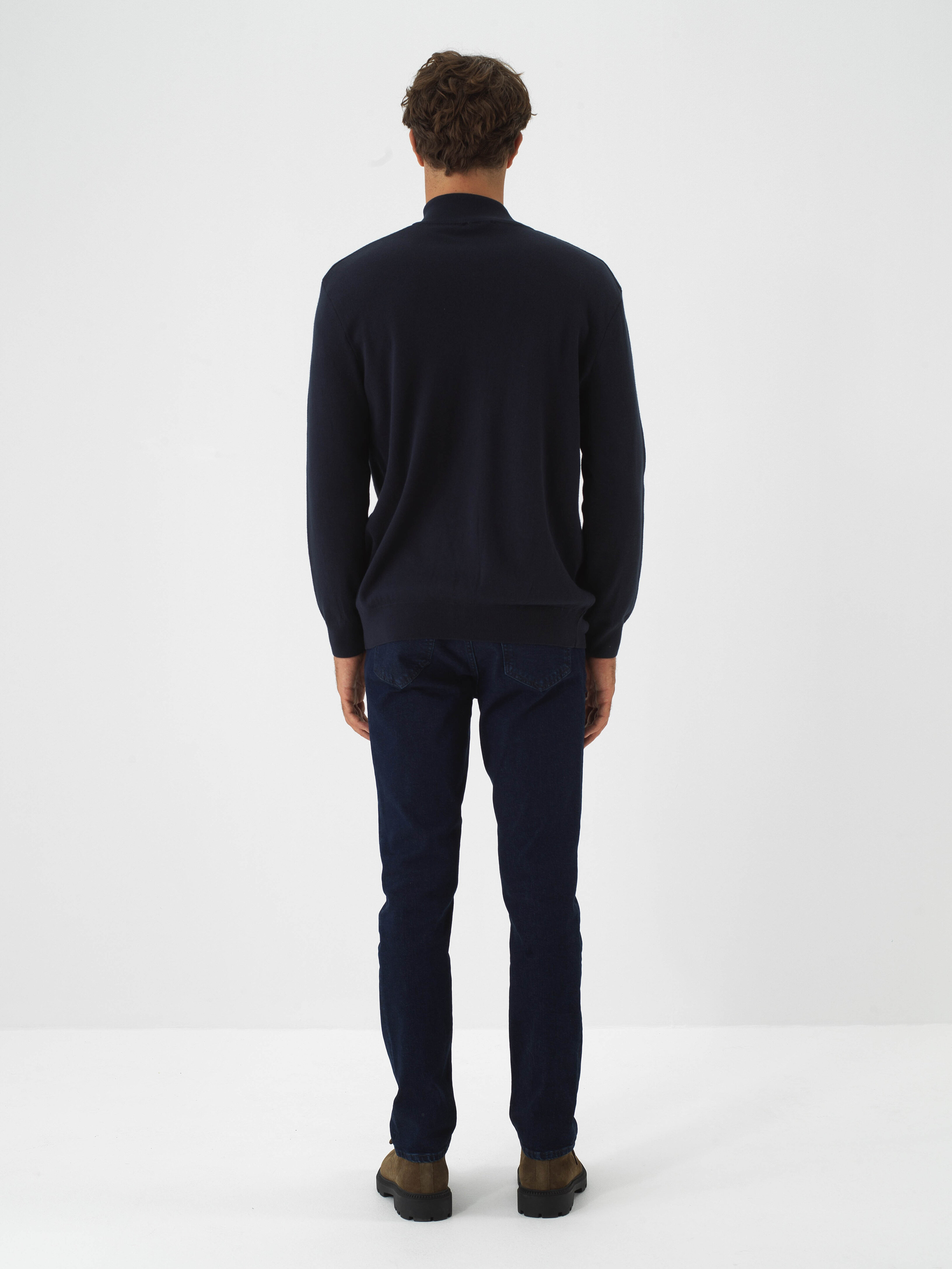 Stand Collar Zippered Basic Cardigan - Xint