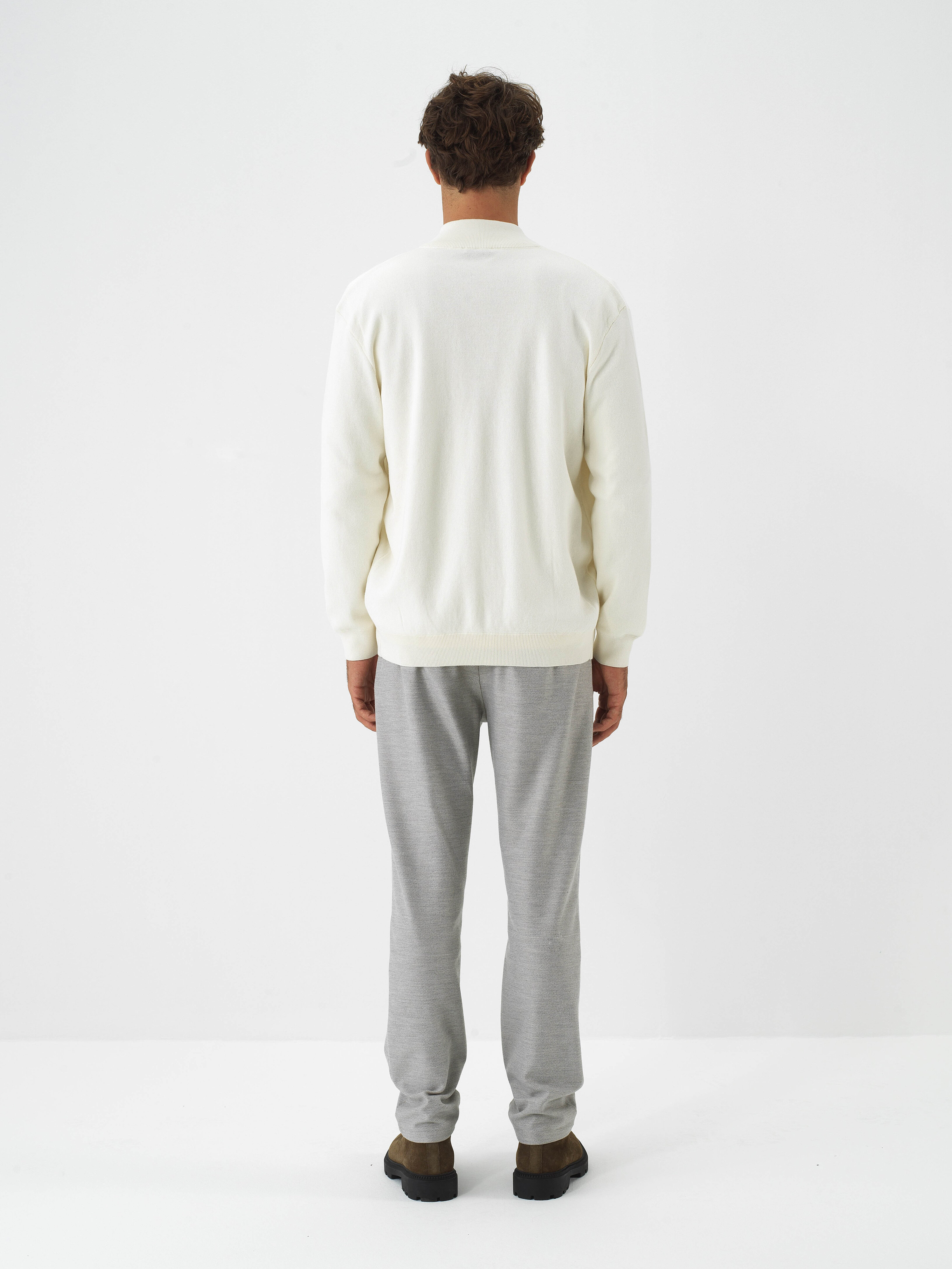 Stand Collar Zippered Basic Cardigan - Xint