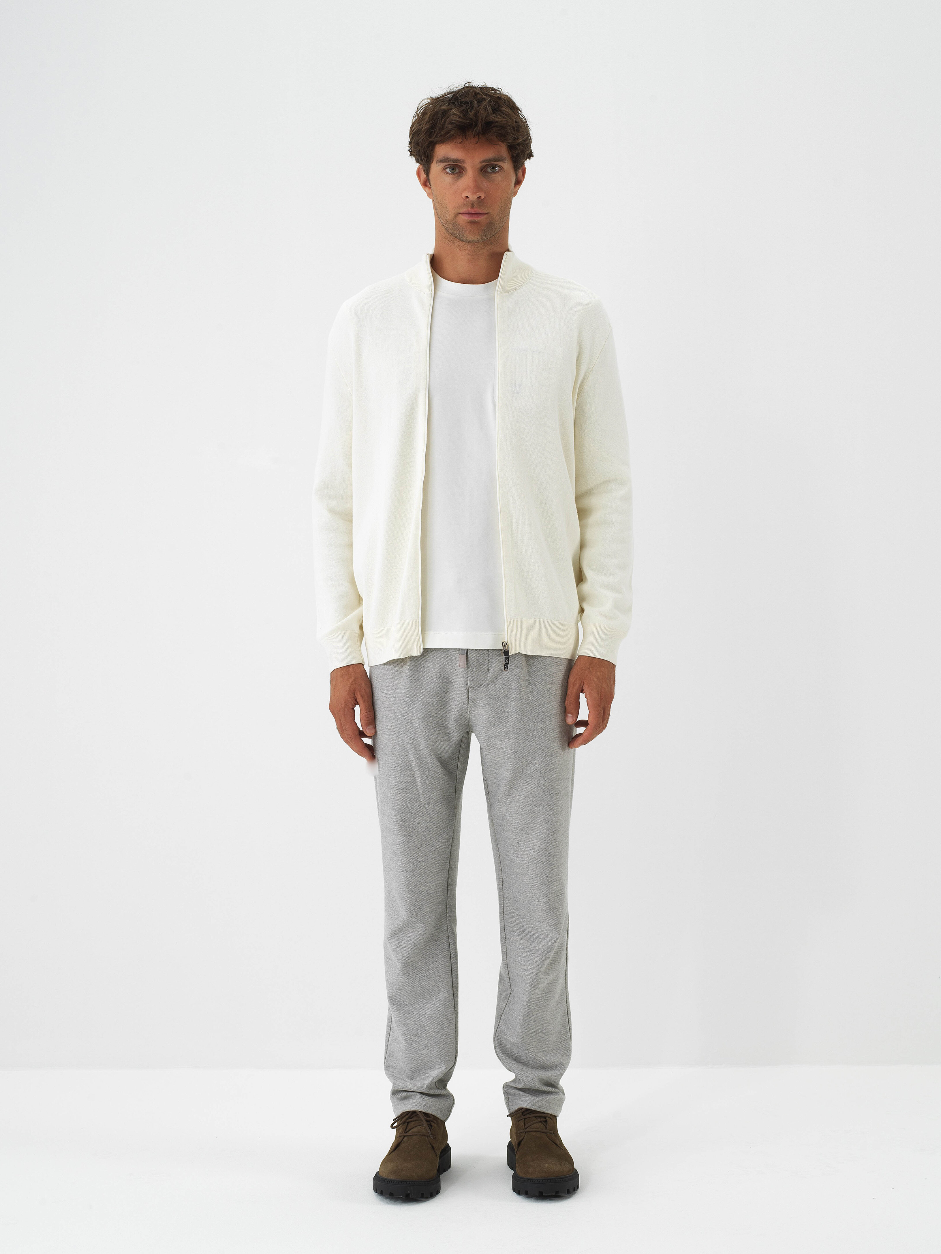 Stand Collar Zippered Basic Cardigan - Xint