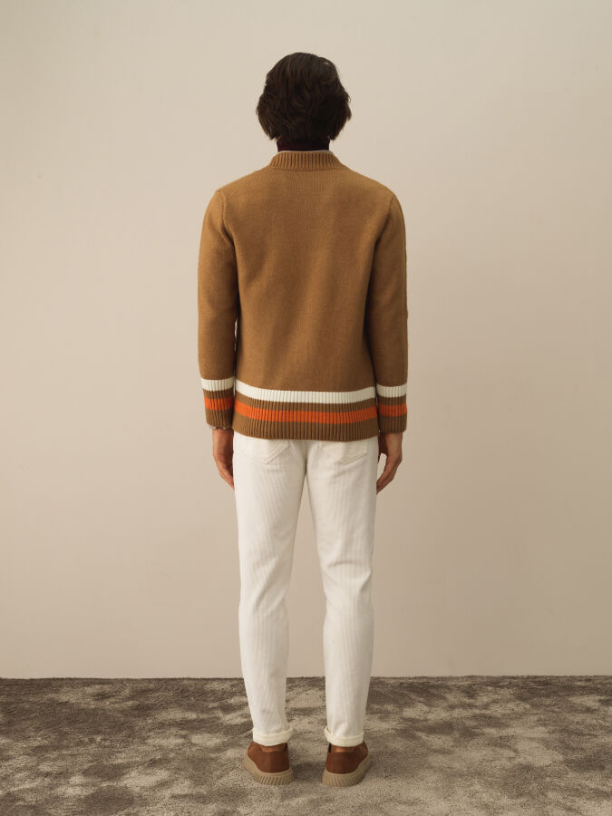 Striped and Embroidered Regular Fit Cardigan - Xint