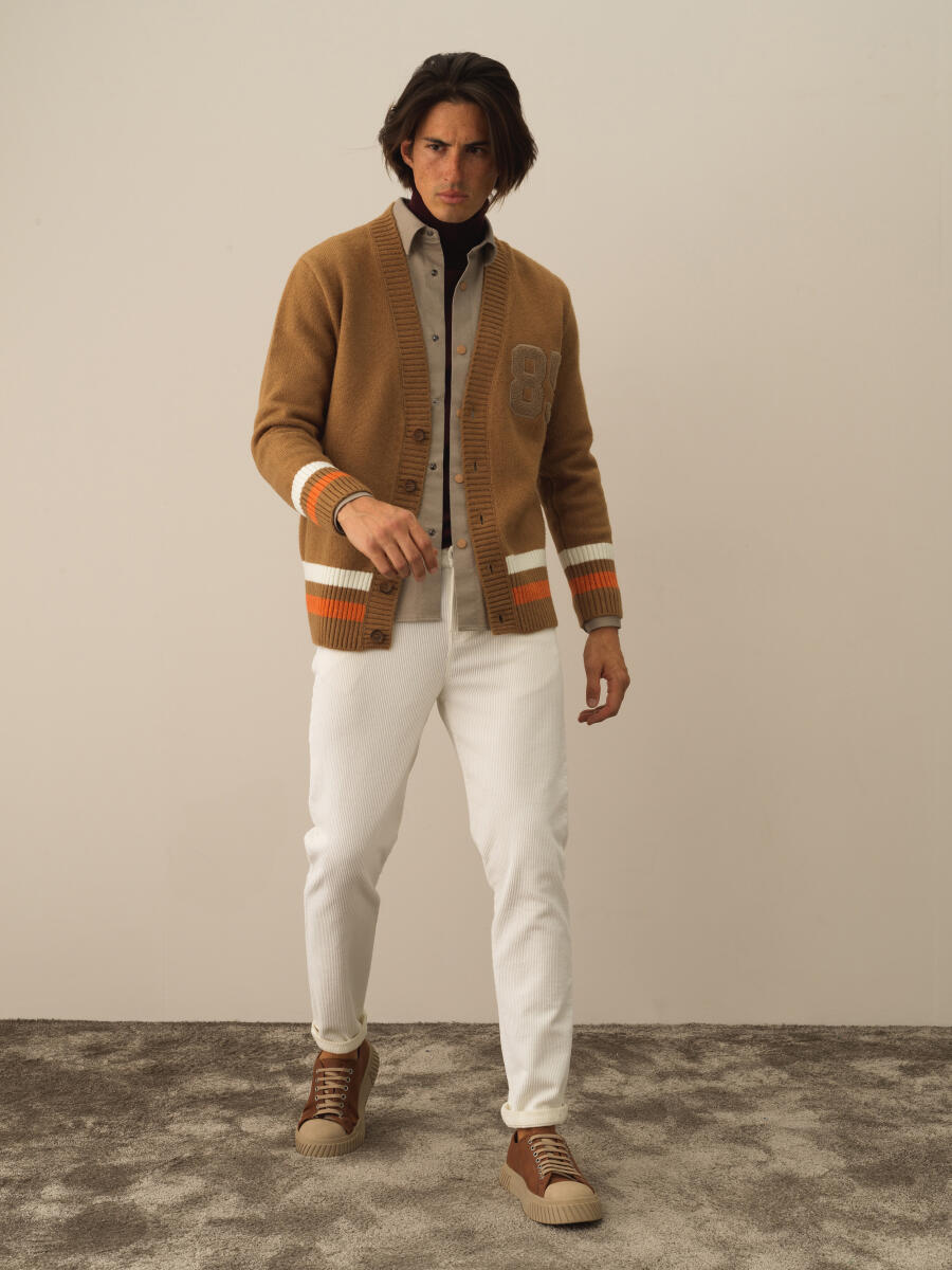 Striped and Embroidered Regular Fit Cardigan - 2