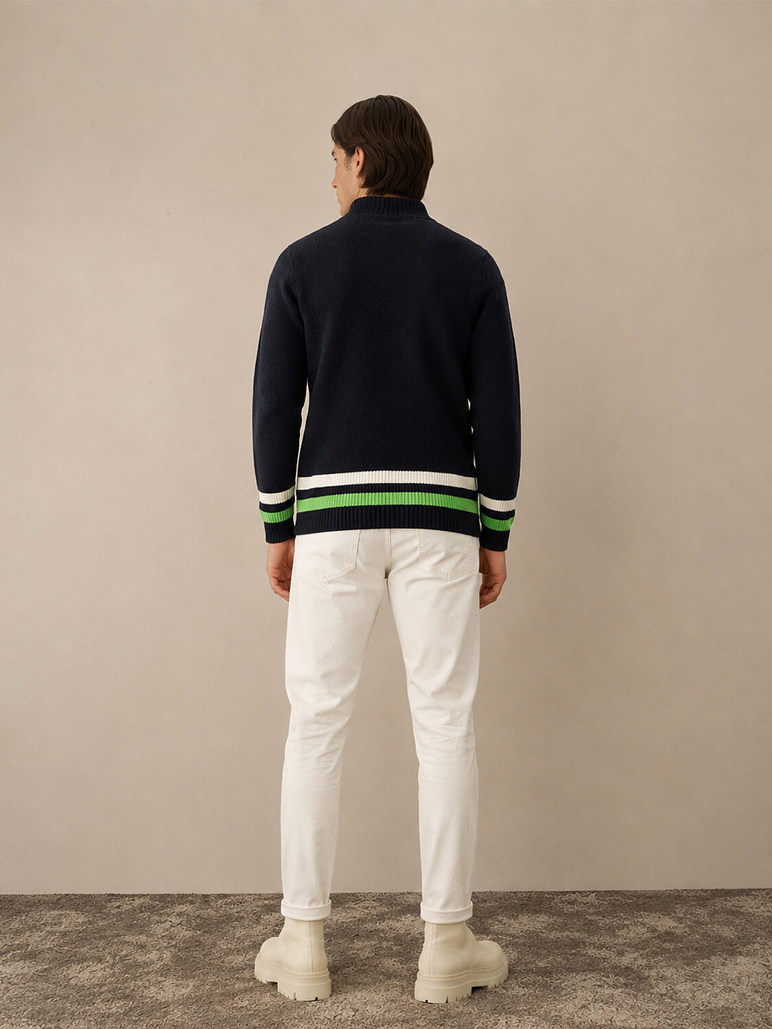Striped and Embroidered Regular Fit Cardigan - 4