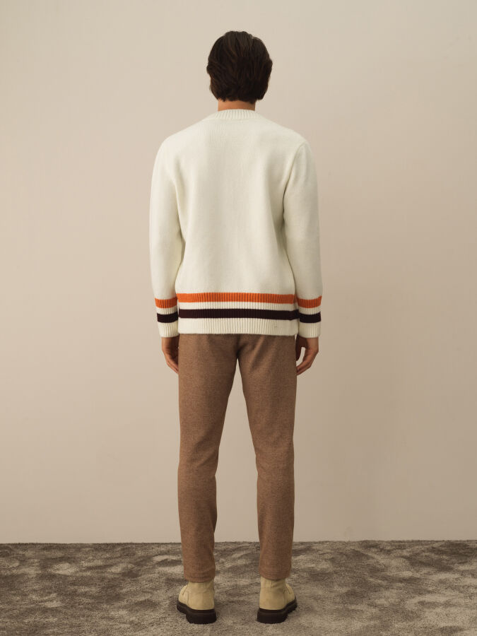 Striped and Embroidered Regular Fit Cardigan - Xint