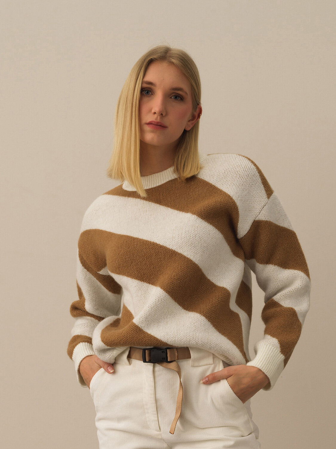 Striped Oversized Sweater - Xint