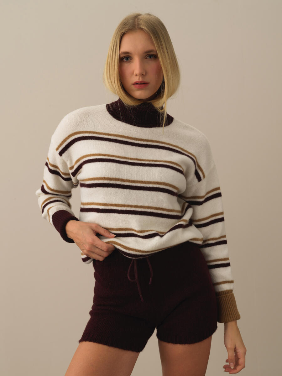 Striped Turtleneck Oversized Sweater