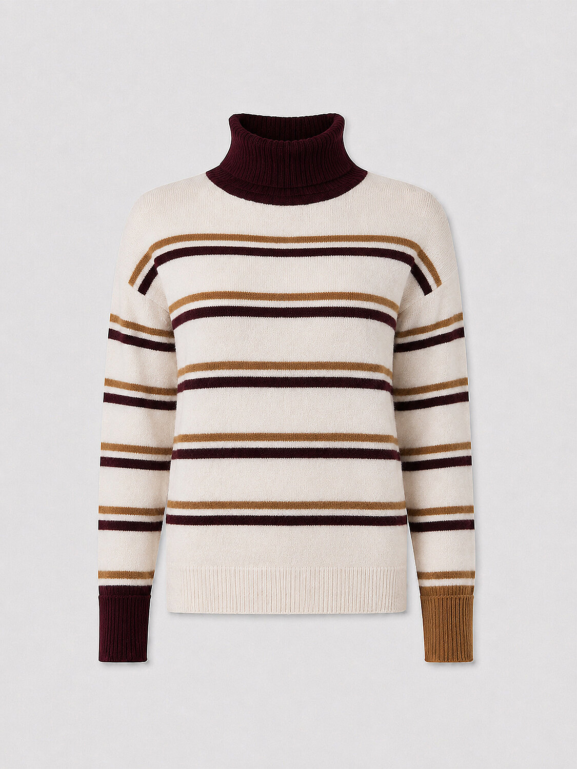 Striped Turtleneck Oversized Sweater - 5