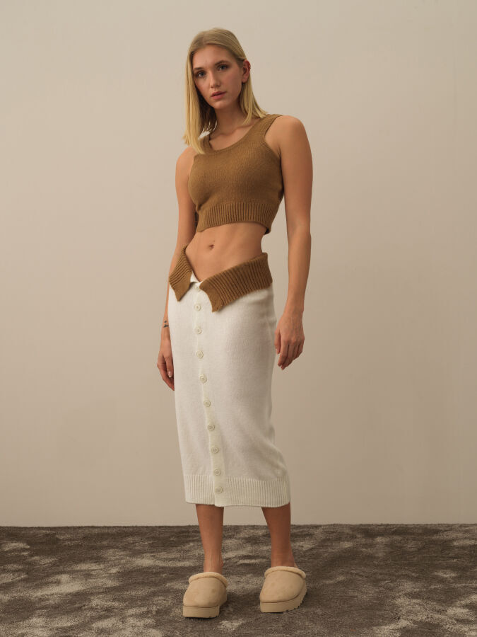 U-Neck Regular Fit Knit Tank Top - Xint