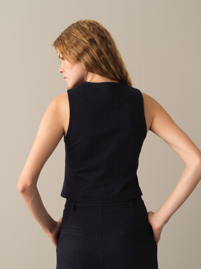 Lacivert Pamuk Dokulu Pamuklu Regular Fit Yelek - Xint