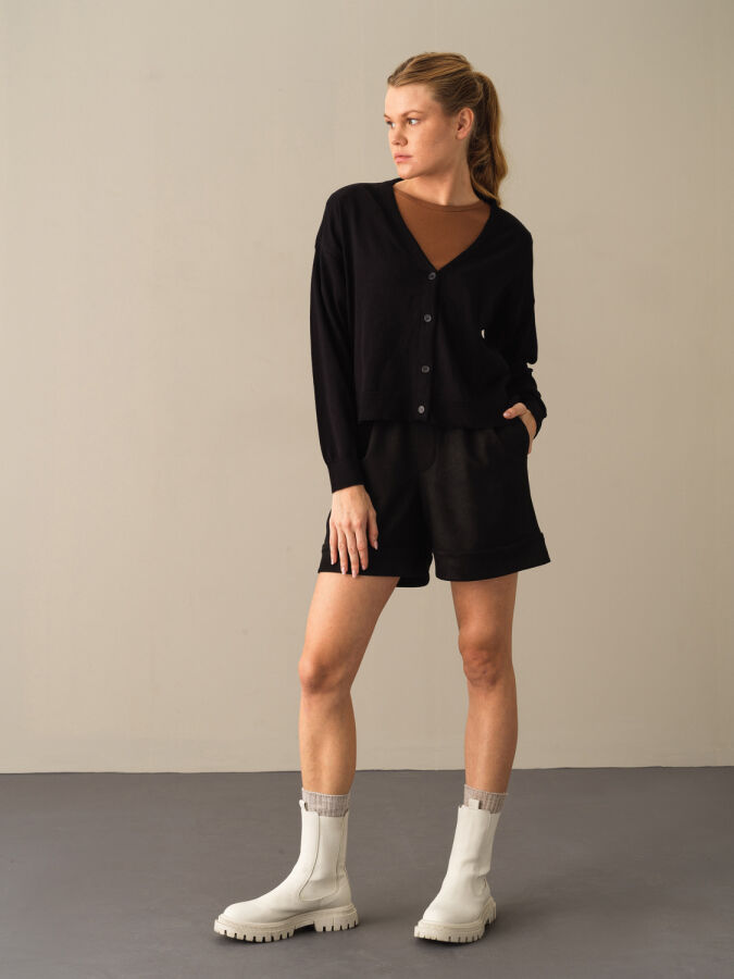 100% Cotton Slim Fit Buttoned Basic Cardigan - Xint