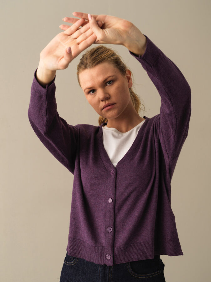 100% Cotton Slim Fit Buttoned Basic Cardigan - Xint