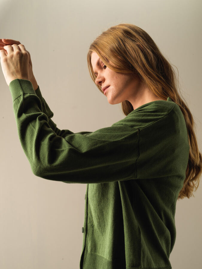 100% Cotton Slim Fit Buttoned Basic Cardigan - Xint