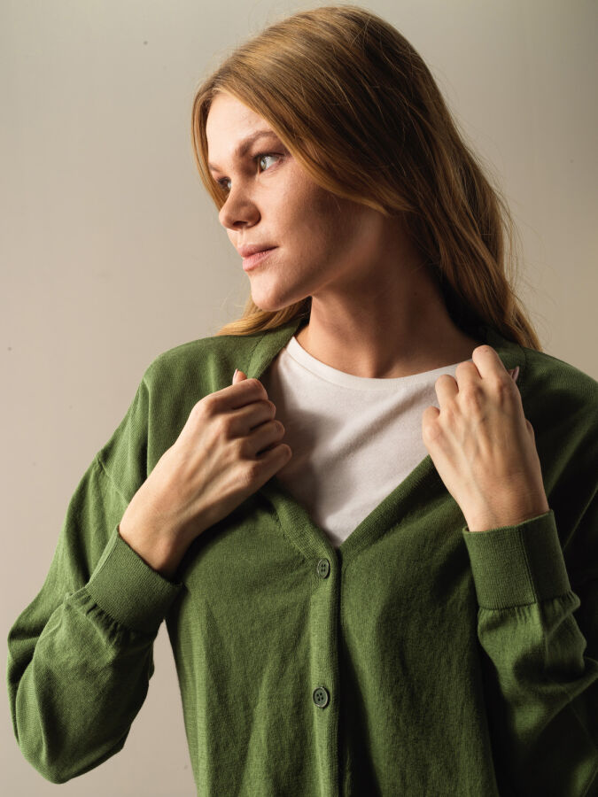 100% Cotton Slim Fit Buttoned Basic Cardigan - Xint