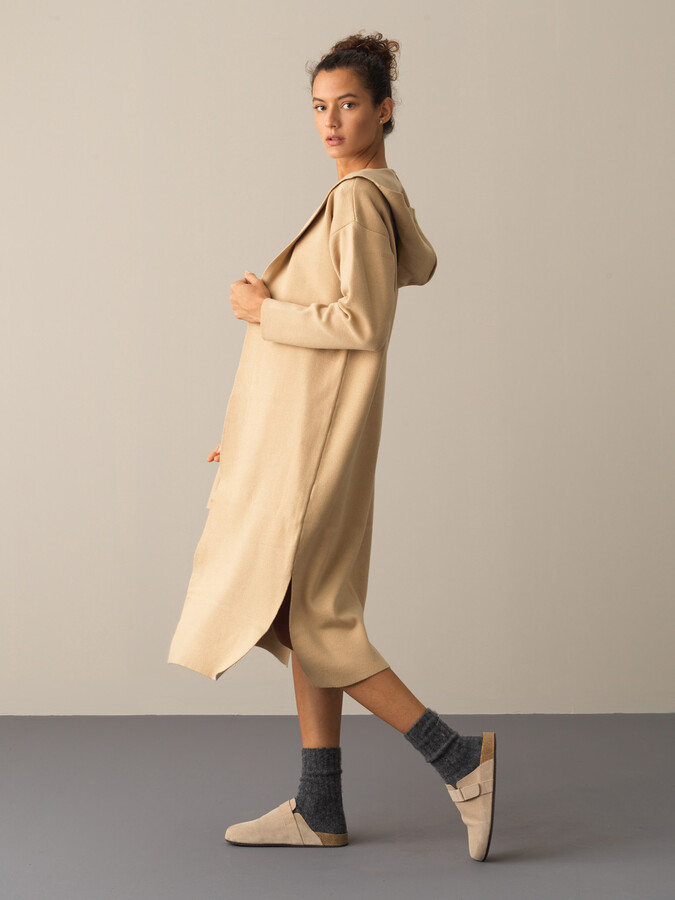 Hooded Regular Fit Long Cardigan - Xint