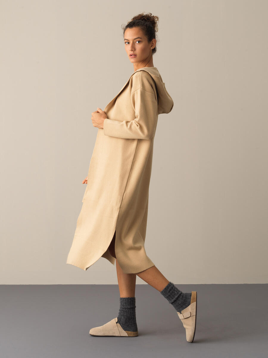 Hooded Regular Fit Long Cardigan - 2