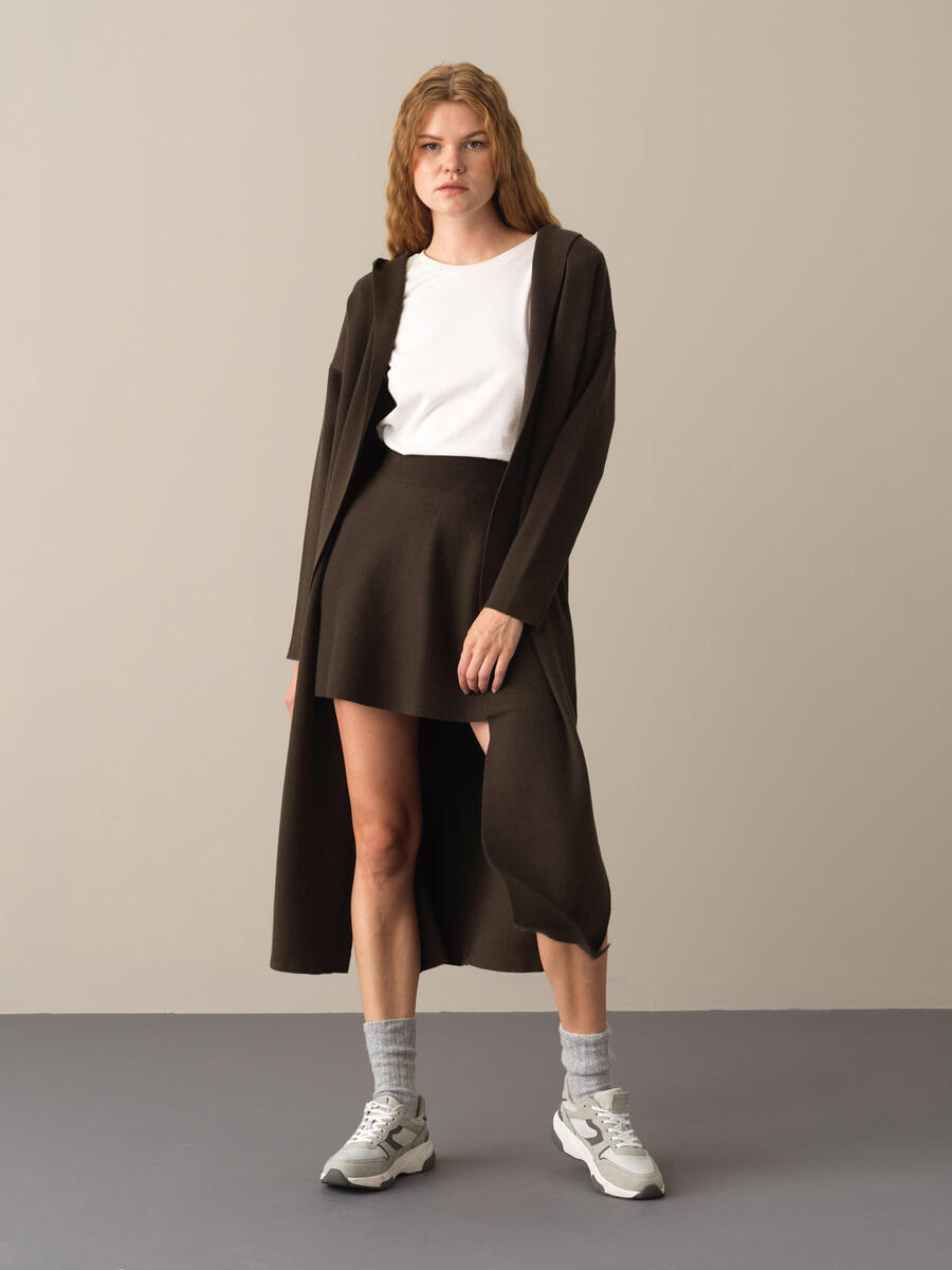 Hooded Regular Fit Long Cardigan - 2