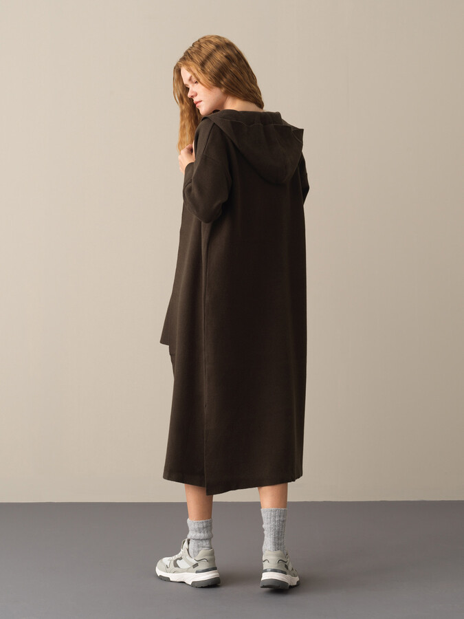 Hooded Regular Fit Long Cardigan - Xint