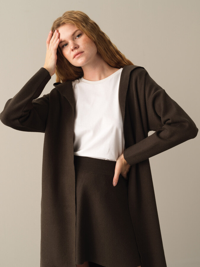 Hooded Regular Fit Long Cardigan - Xint