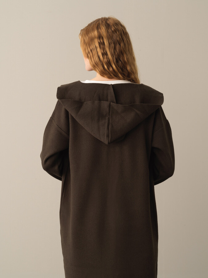 Hooded Regular Fit Long Cardigan - Xint