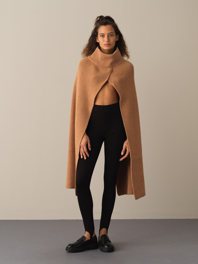 Regular Fit Knitted Wool Poncho - Xint