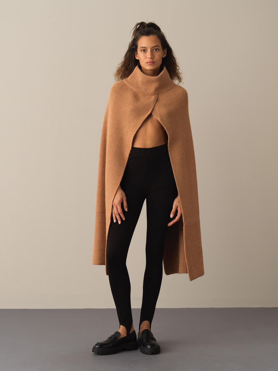 Regular Fit Knitted Wool Poncho