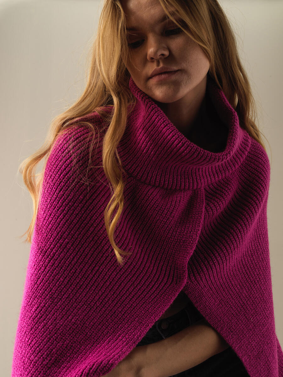 Regular Fit Knitted Wool Poncho - 3