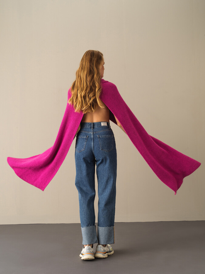 Regular Fit Knitted Wool Poncho - Xint