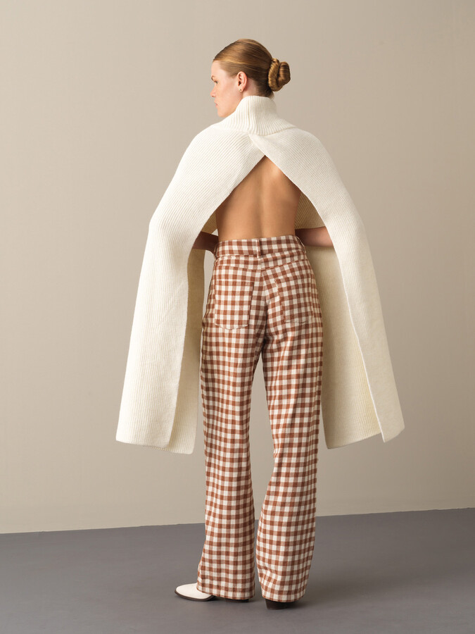 Regular Fit Knitted Wool Poncho - Xint