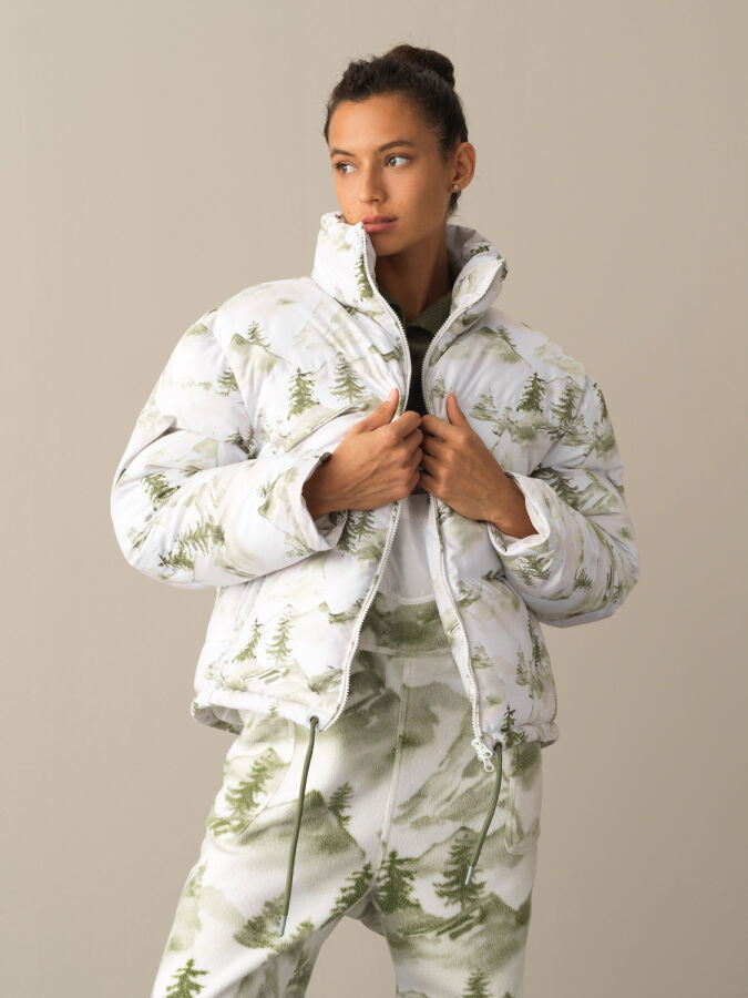 Oversized Patterned Puffer Jacket - Xint