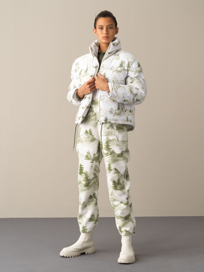 Oversized Patterned Puffer Jacket - Xint